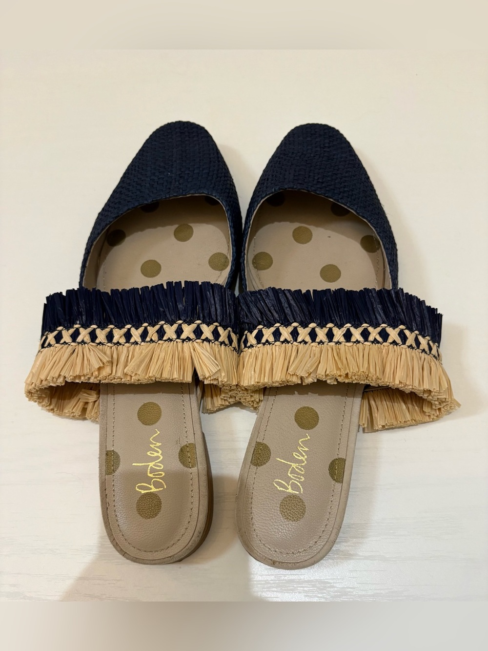 Boden Rosa Raffia Fringe Mules Size 38 - Picture 3 of 7